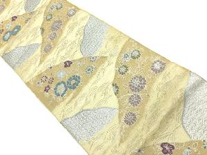 アンティーク　山並みに菊・梅・牡丹模様織出し袋帯（材料）